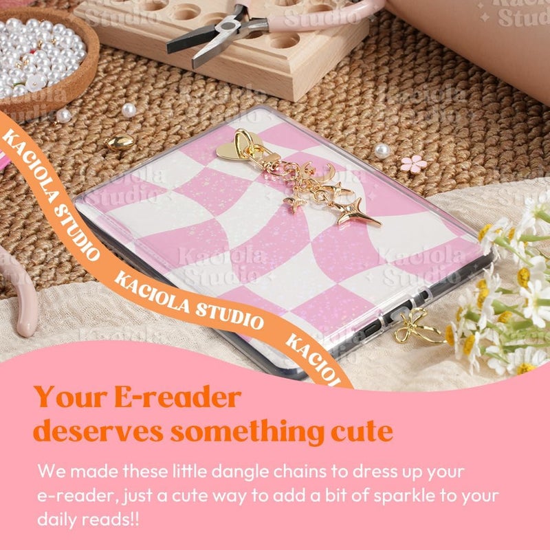 Kaciola Charms for E-reader, Cute Phone Charm Chains Bracelets Accessories for Readers Booklovers Women Men, Charms Compatible for E-Reader/Phone/Paper White (C01-C05) - Image 2